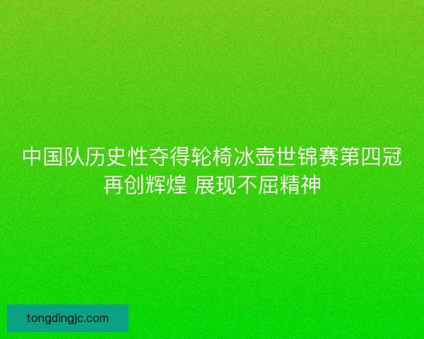 中国队历史性夺得轮椅冰壶世锦赛第四冠再创辉煌 展现不屈精神