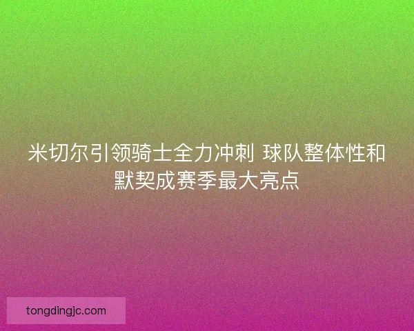 米切尔引领骑士全力冲刺 球队整体性和默契成赛季最大亮点