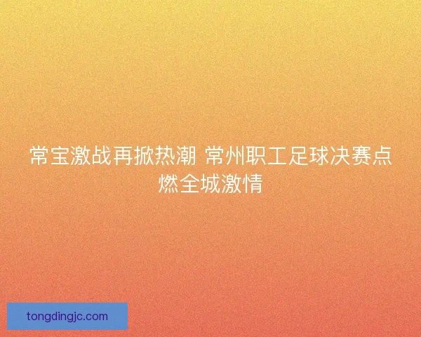 常宝激战再掀热潮 常州职工足球决赛点燃全城激情