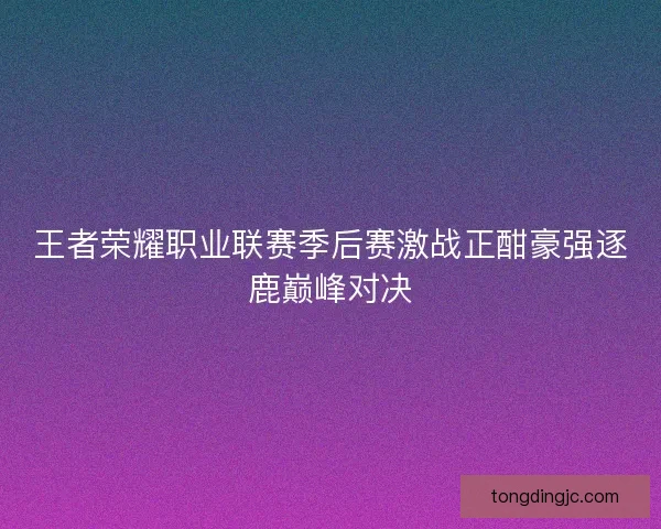 王者荣耀职业联赛季后赛激战正酣豪强逐鹿巅峰对决